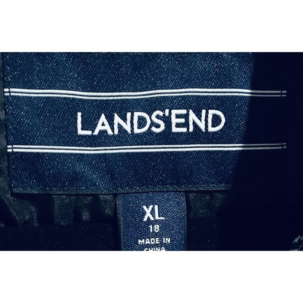 Lands End Vest Womens XL Herringbone Print 600 Fill Down Puffer Zip Up Outdoor - Picture 5 of 7